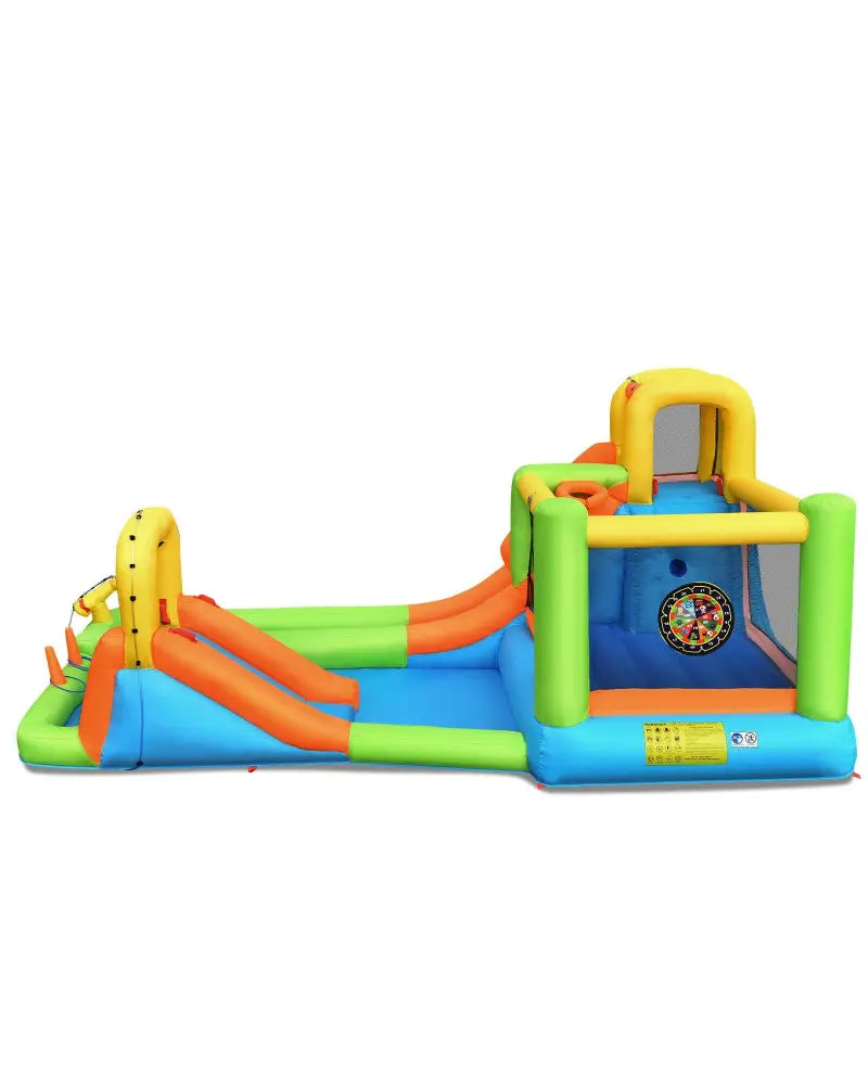 8-in-1 Inflatable Water Slide Bounce House with Splash Pool and 735W Blower - Inflatable Water Slides