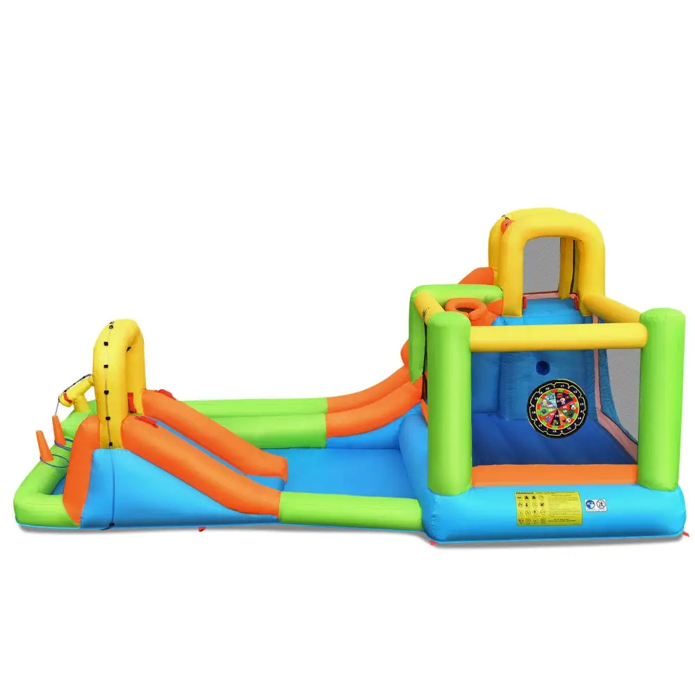 8-in-1 Inflatable Water Slide Bounce House with Splash Pool and 735W Blower - Inflatable Water Slides