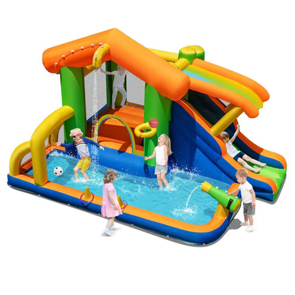 8-in-1 Jumping Castle with Slide and 480W Blower - Inflatable Water Slides