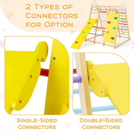 8-in-1 Wooden Jungle Gym Playset with Slide and Monkey Bars-Multicolor - Multicolor - Climbers & Slides