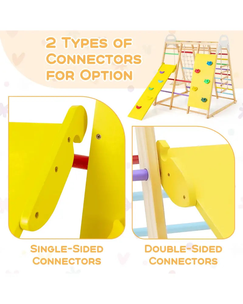 8-in-1 Wooden Jungle Gym Playset with Slide and Monkey Bars-Multicolor - Multicolor - Climbers & Slides