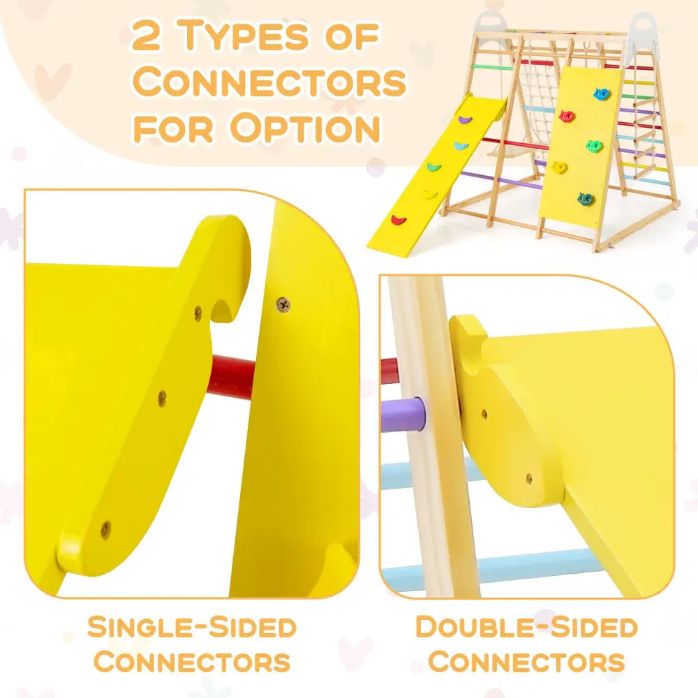 8-in-1 Wooden Jungle Gym Playset with Slide and Monkey Bars-Multicolor - Multicolor - Climbers & Slides