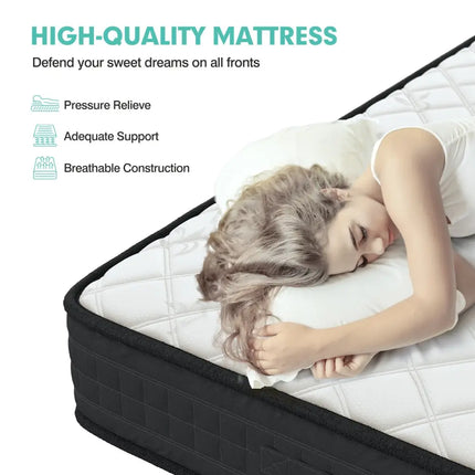 8 Inch Breathable Memory Foam Bed Mattress Medium Firm for Pressure Relieve-Queen Size - White - Mattresses