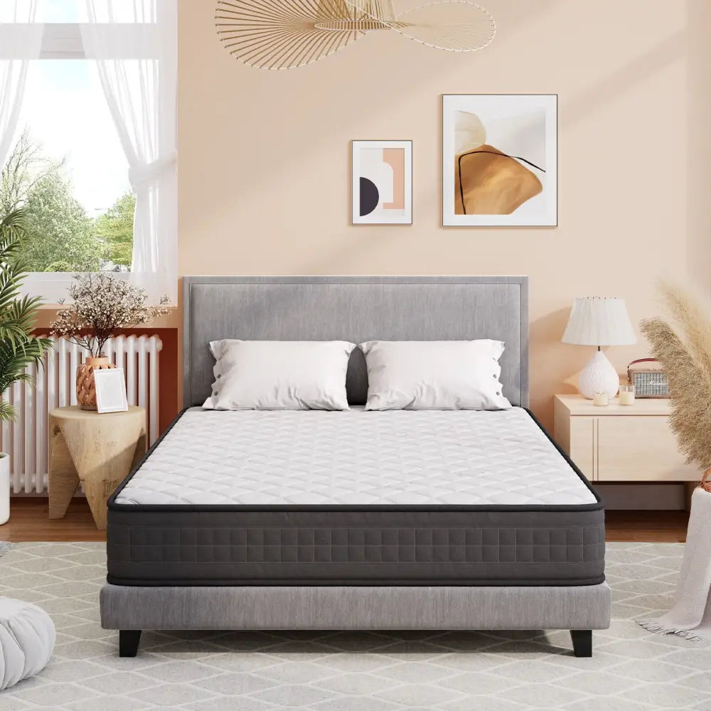 8 Inch Breathable Memory Foam Bed Mattress Medium Firm for Pressure Relieve-Queen Size - White - Mattresses