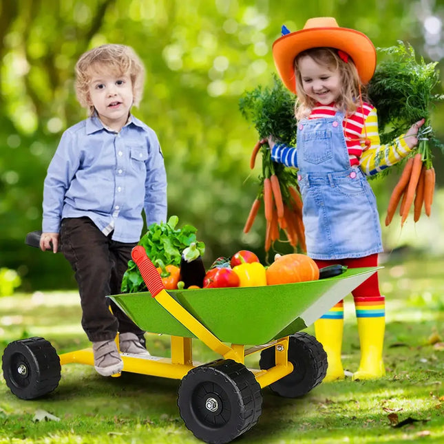 8 Inch Heavy Duty Kids Ride-on Sand Dumper with 4 Wheels-Lime Green - Green - Outdoor Play
