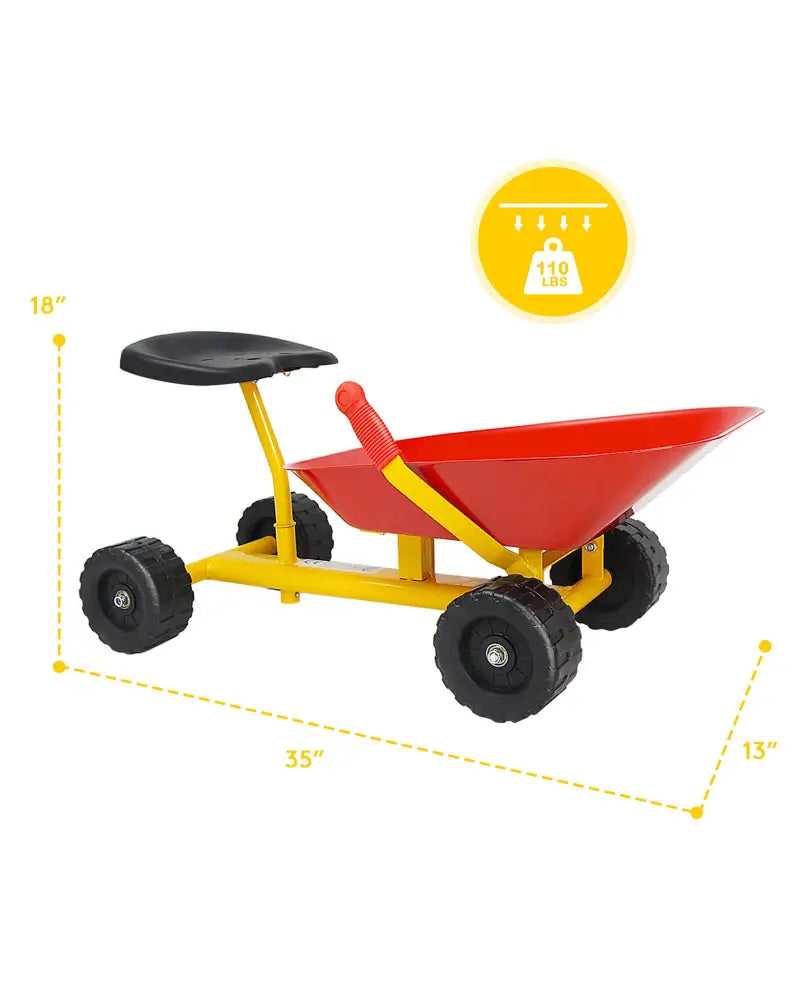 8 Inch Heavy Duty Kids Ride-on Sand Dumper with 4 Wheels-Red - Red - Outdoor Play