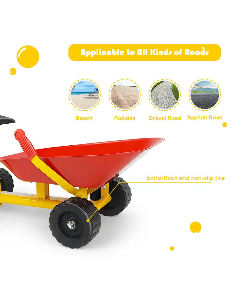8 Inch Heavy Duty Kids Ride-on Sand Dumper with 4 Wheels-Red - Red - Outdoor Play