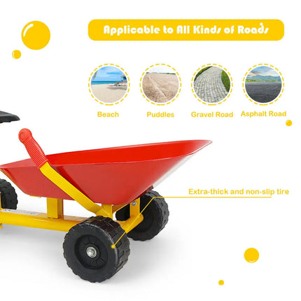 8 Inch Heavy Duty Kids Ride-on Sand Dumper with 4 Wheels-Red - Red - Outdoor Play