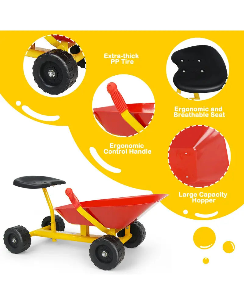 8 Inch Heavy Duty Kids Ride-on Sand Dumper with 4 Wheels-Red - Red - Outdoor Play