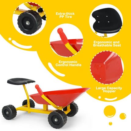 8 Inch Heavy Duty Kids Ride-on Sand Dumper with 4 Wheels-Red - Red - Outdoor Play