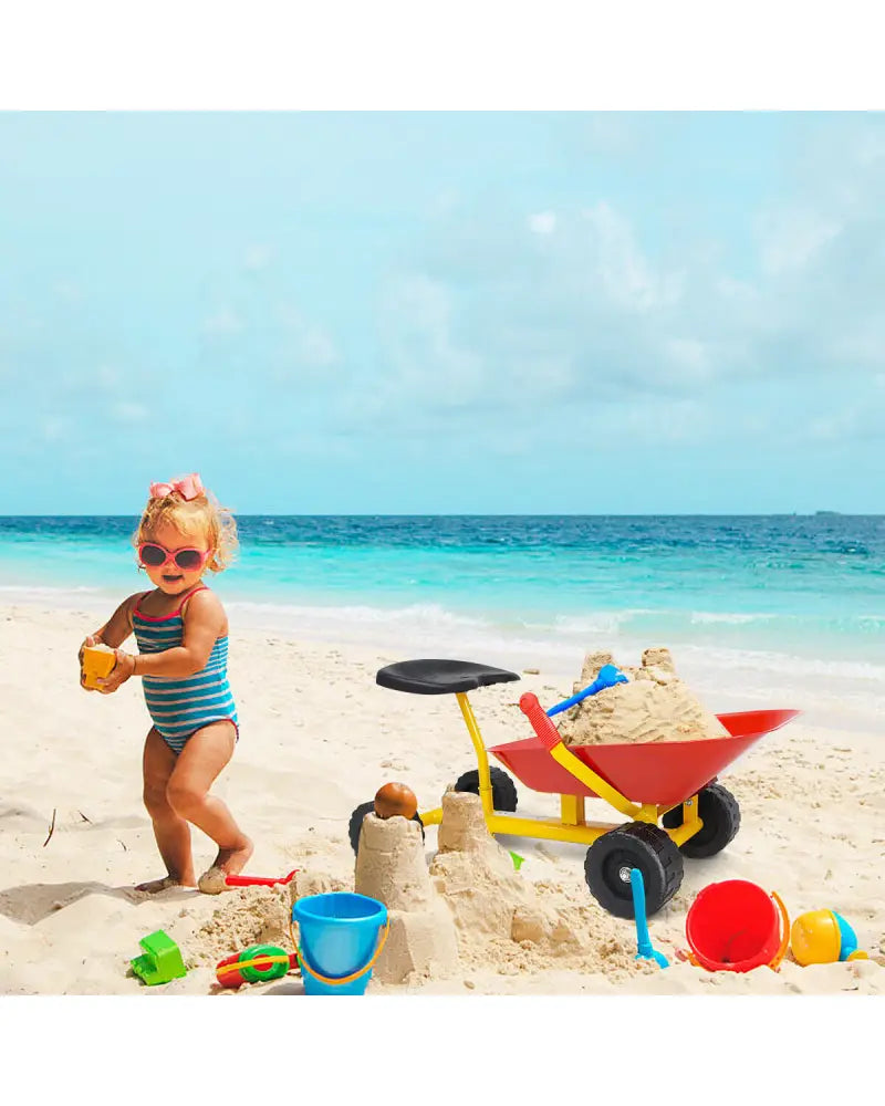 8 Inch Heavy Duty Kids Ride-on Sand Dumper with 4 Wheels-Red - Red - Outdoor Play