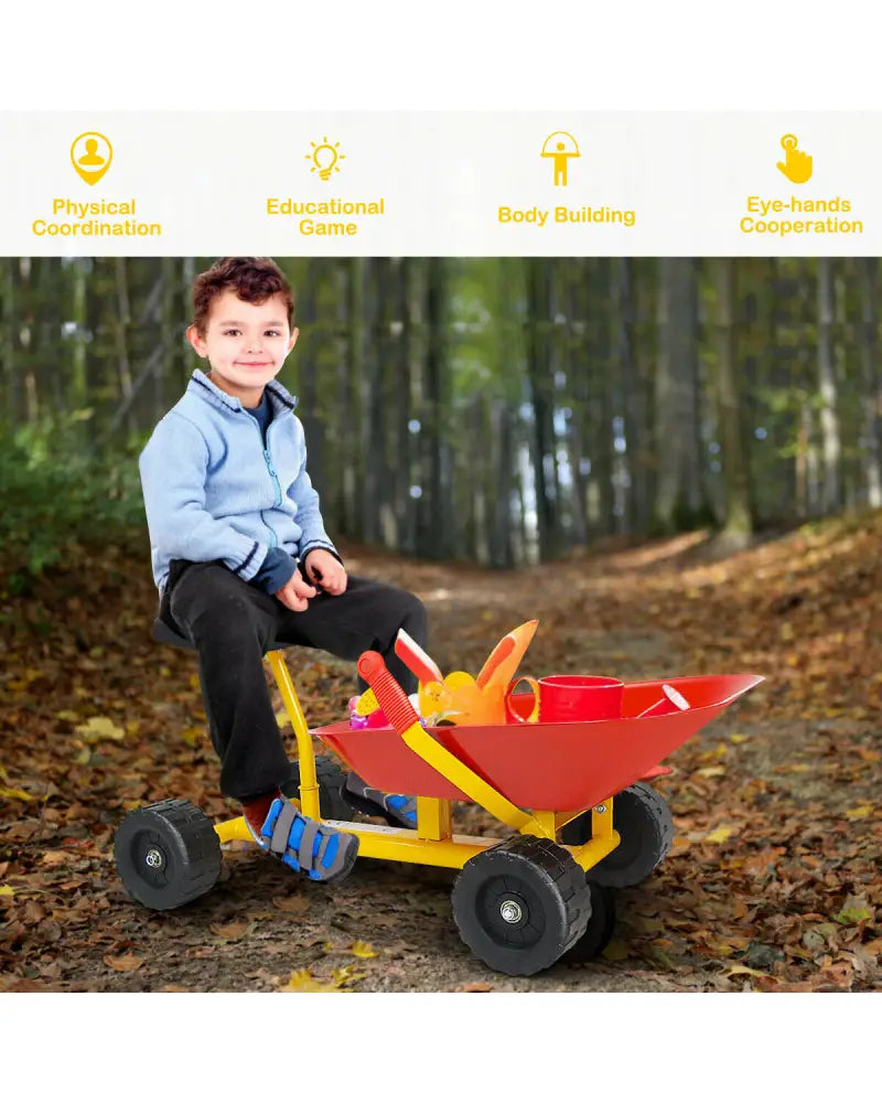 8 Inch Heavy Duty Kids Ride-on Sand Dumper with 4 Wheels-Red - Red - Outdoor Play