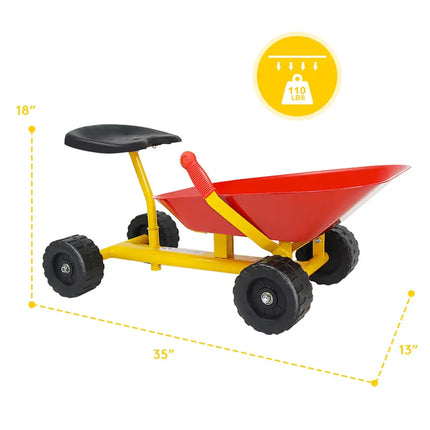 8 Inch Heavy Duty Kids Ride-on Sand Dumper with 4 Wheels-Red - Red - Outdoor Play