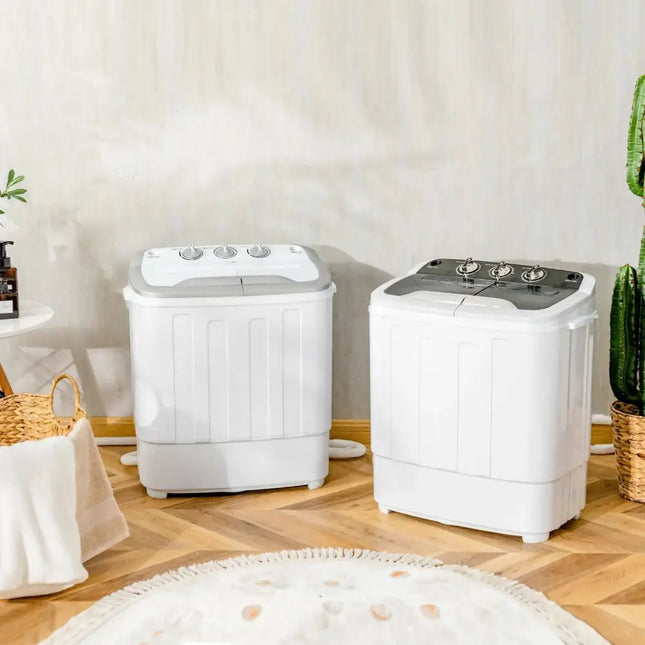 8 Lbs Compact Mini Twin Tub Washing Spiner Machine for Home and Apartment Costway