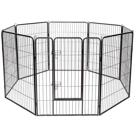 8 Metal Panel Heavy Duty Pet Playpen Dog Fence with Door-40 Inch - Black - Pet Gate