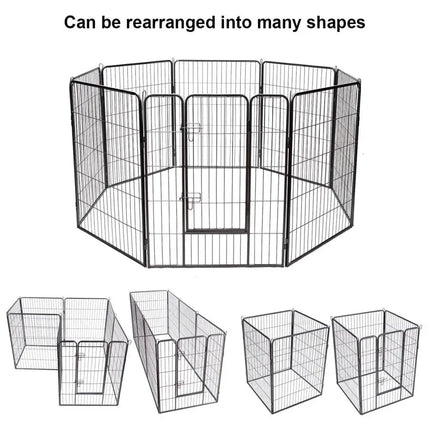 8 Metal Panel Heavy Duty Pet Playpen Dog Fence with Door-40 Inch - Black - Pet Gate