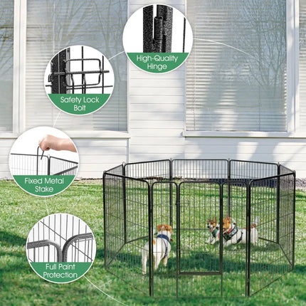 8 Metal Panel Heavy Duty Pet Playpen Dog Fence with Door - 48 inches - Oasis Home Essentials