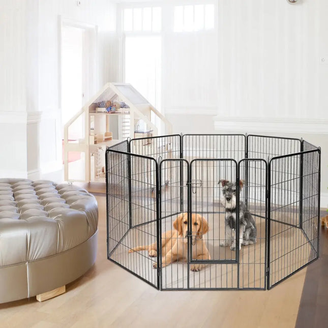 8 Metal Panel Heavy Duty Pet Playpen Dog Fence with Door - 48 inches - Oasis Home Essentials