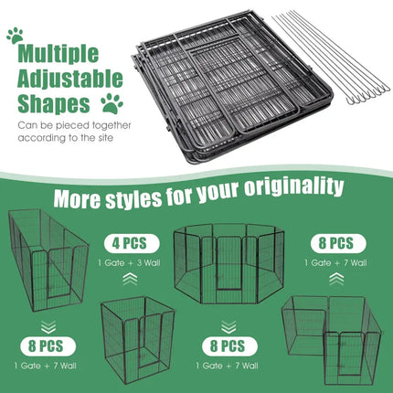 8 Metal Panel Heavy Duty Pet Playpen Dog Fence with Door - 48 inches - Oasis Home Essentials
