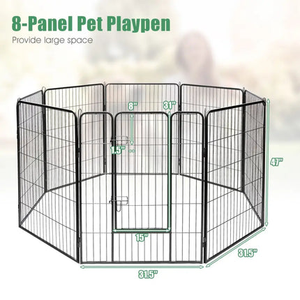 8 Metal Panel Heavy Duty Pet Playpen Dog Fence with Door - 48 inches - Oasis Home Essentials
