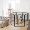 8 Metal Panel Heavy Duty Pet Playpen Dog Fence with Door-48 inches - Black - Pet Gate