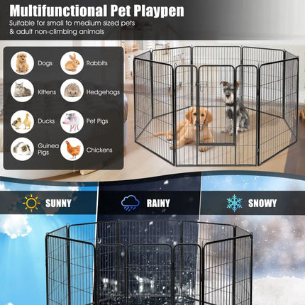 8 Metal Panel Heavy Duty Pet Playpen Dog Fence with Door - 48 inches - Oasis Home Essentials