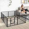 8 Panel 24 Inch Height Pet Fence Indoor Outdoor-24 inch - Black - Pet Gate