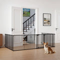 8-Panel Extra Wide Baby Gate Adjustable Pet Safety Fence with Auto-close Door-Black - Black - Pet Gate