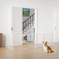 8-Panel Extra Wide Baby Gate Adjustable Pet Safety Fence with Auto-close Door-White - White - Pet Gate