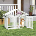 8-Panel Tall Plastic Dog Fence Indoor Outdoor Puppy Pen with Locking Door-White - White - Pet Gate