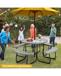 8-Person Outdoor Picnic Table and Bench Set with Umbrella Hole-Gray - Gray - Picnic Tables