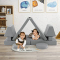 8-Piece Kids Play Couch Sofa with Portable Handle-Gray - Gray - Kids Chairs & Seating