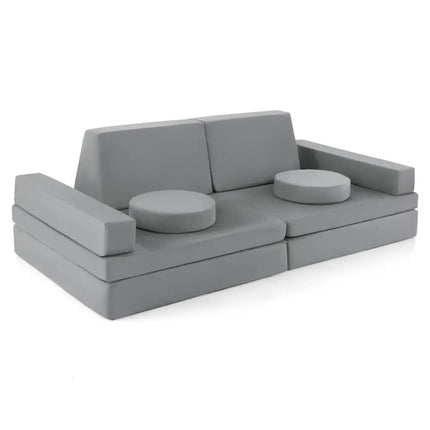 8-Piece Kids Play Couch Sofa with Portable Handle-Gray - Gray - Kids Chairs & Seating