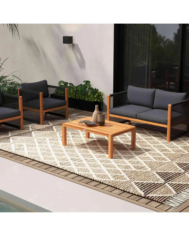 8-Piece Outdoor Furniture Set-Solar Umbrella Bistro Set Conversation Set Chaise Lounger Folding Bed Side Table Swing