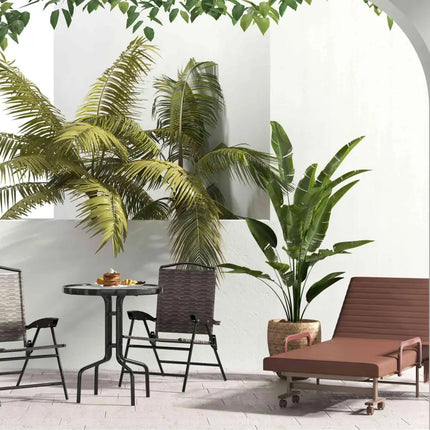8-Piece Outdoor Furniture Set-Solar Umbrella Bistro Set Conversation Set Chaise Lounger Folding Bed Side Table Swing