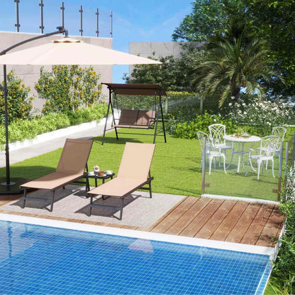 8-Piece Outdoor Furniture Set-Solar Umbrella Bistro Set Conversation Set Chaise Lounger Folding Bed Side Table Swing