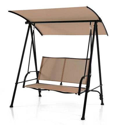 8-Piece Outdoor Furniture Set-Solar Umbrella Bistro Set Conversation Set Chaise Lounger Folding Bed Side Table Swing