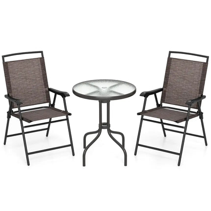 8-Piece Outdoor Furniture Set-Solar Umbrella Bistro Set Conversation Set Chaise Lounger Folding Bed Side Table Swing