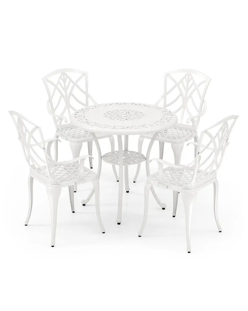 8-Piece Outdoor Furniture Set-Solar Umbrella Bistro Set Conversation Set Chaise Lounger Folding Bed Side Table Swing