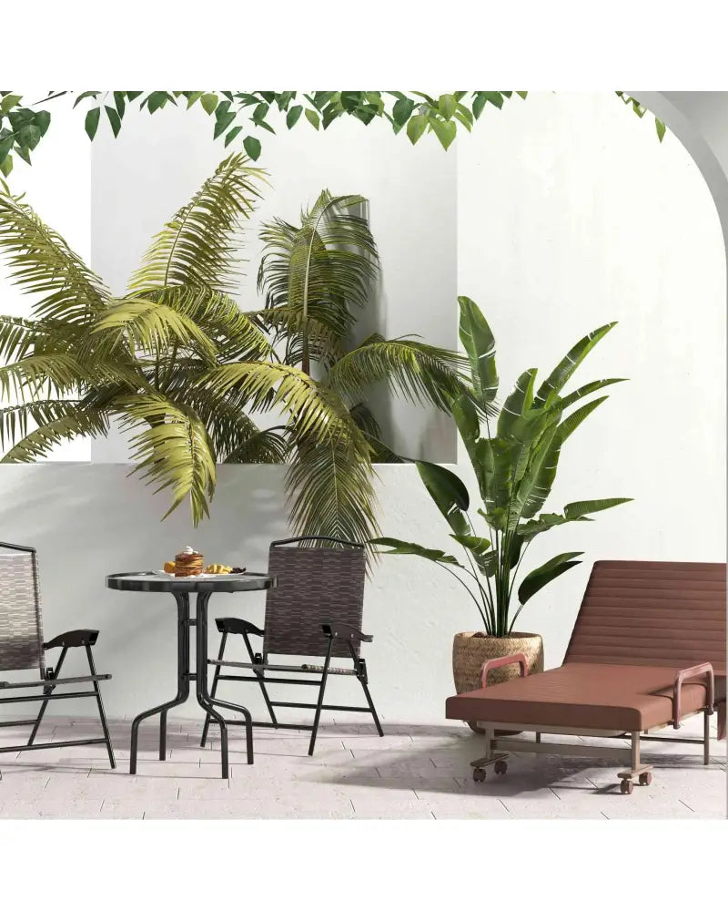 8-Piece Outdoor Furniture Set-Solar Umbrella Bistro Set Conversation Set Chaise Lounger Folding Bed Side Table Swing