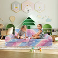 8 Pieces Modular Kids Play Couch Glow in the Dark Toddler Sectional Sofa-Multicolor - Multicolor - Kids Chairs & Seating