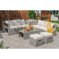 8 Pieces Patio Rattan Furniture Set with Storage Waterproof Cover and Cushion-Off White - Off White - Outdoor Sectionals