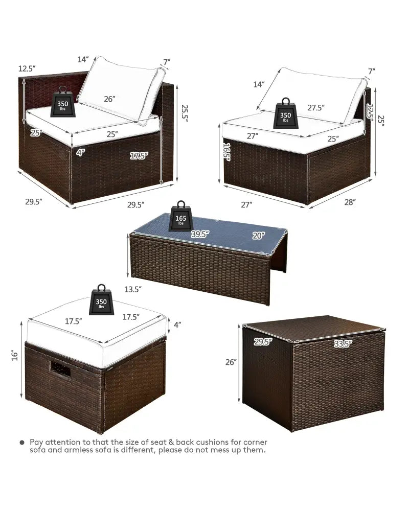 8 Pieces Patio Space-Saving Rattan Furniture Set with Storage Box and Waterproof Cover-Turquoise - Turquoise - Outdoor