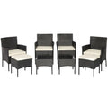 8 Pieces Patio Wicker Conversation Set with 2 Coffee Tables and 2 Ottomans - Off White - Patio Conversation Sets