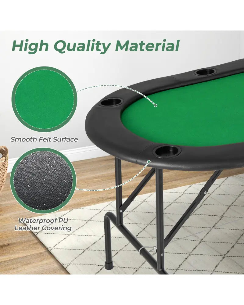8 Players Texas Holdem Foldable Poker Table-Green - Green - Game Room