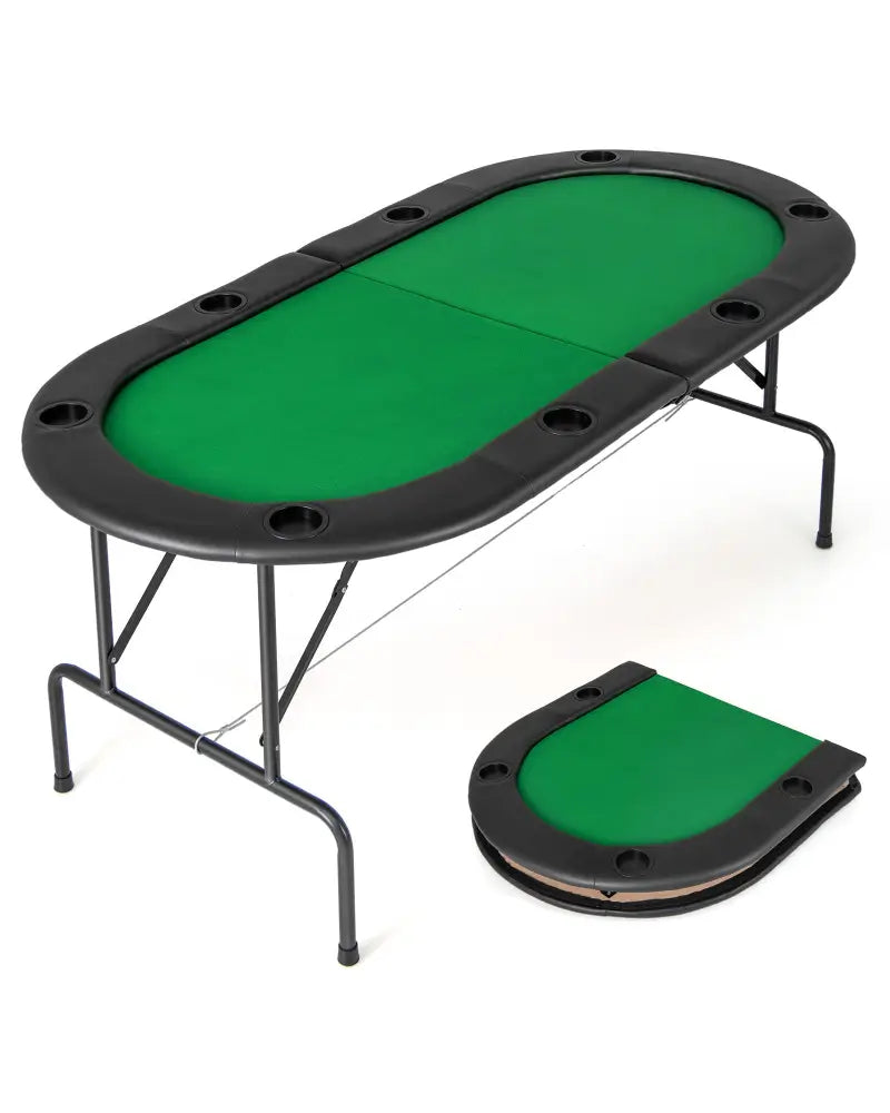 8 Players Texas Holdem Foldable Poker Table-Green - Green - Game Room
