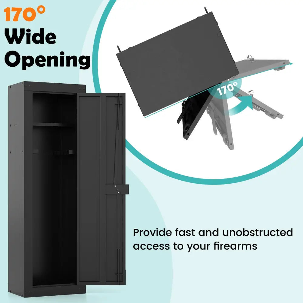 8 Rifle Safe Large Gun Cabinet with Storage Shelf-Black - Black - Safe Box