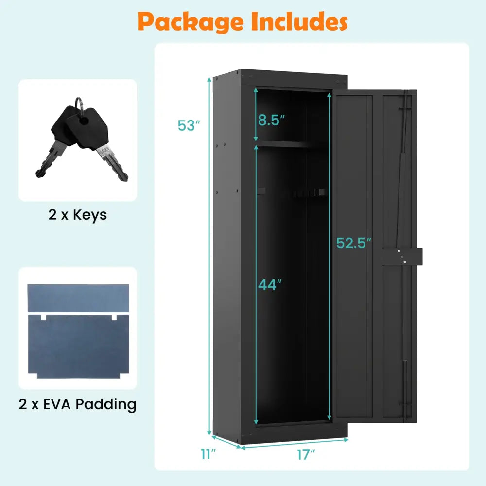 8 Rifle Safe Large Gun Cabinet with Storage Shelf-Black - Black - Safe Box