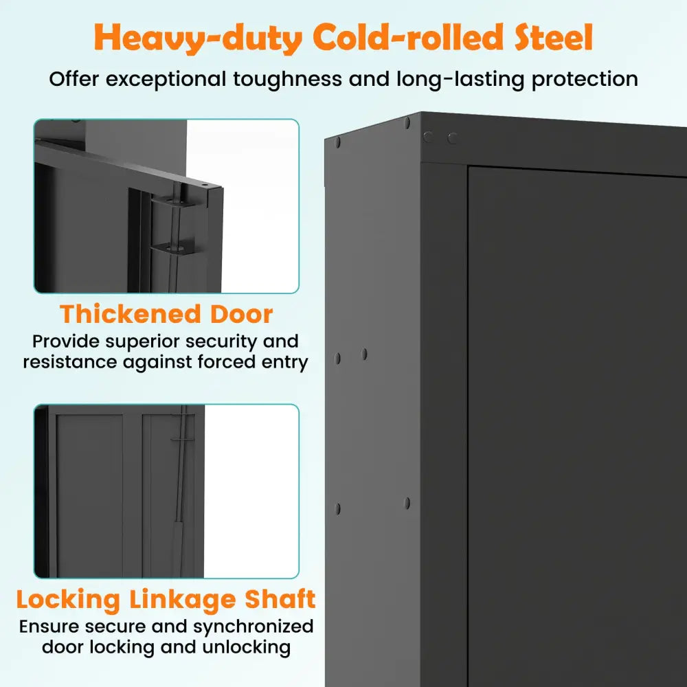 8 Rifle Safe Large Gun Cabinet with Storage Shelf-Black - Black - Safe Box