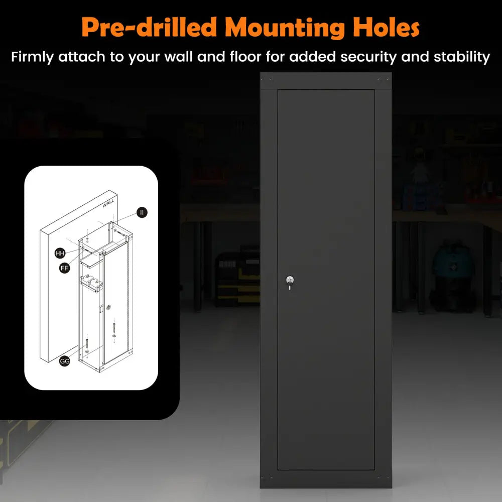 8 Rifle Safe Large Gun Cabinet with Storage Shelf-Black - Black - Safe Box